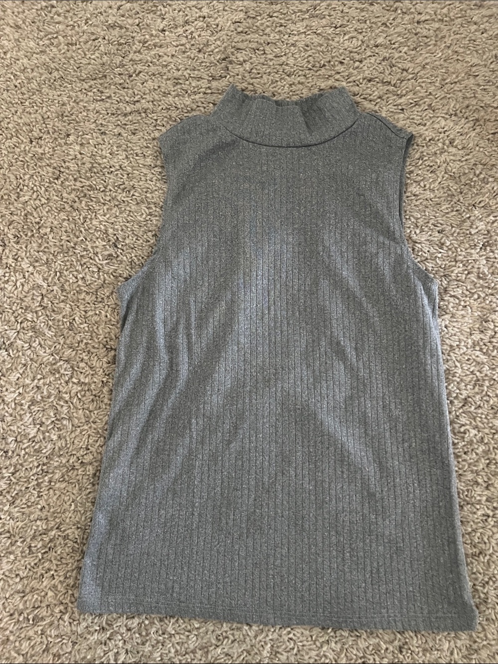 One Step Ahead Heather Gray Sleeveless Mock Neck Ribbed Tank